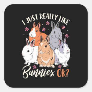 Sticker Carré J'Aime Vraiment Les Lapins