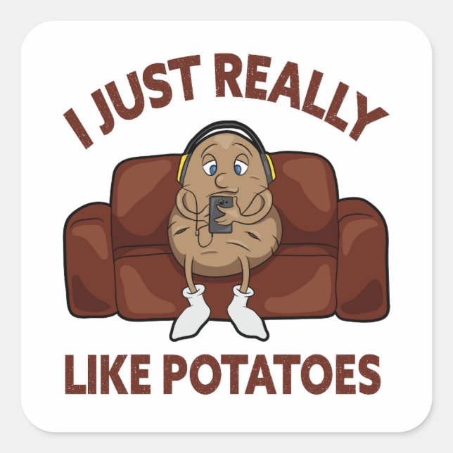 Sticker Carré J'Aime Vraiment Les Pommes De Terre - La Pomme De  (Devant)