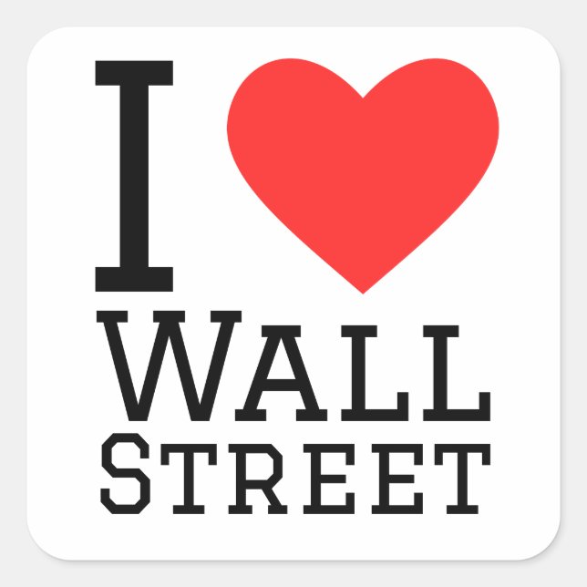 Sticker Carré J'aime Wall Street (Devant)