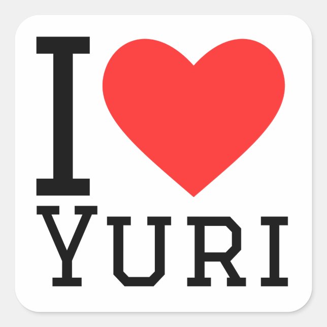 Sticker Carré J'aime yuri (Devant)