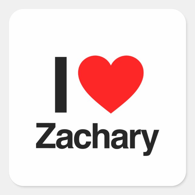 Sticker Carré j'aime zachary (Devant)