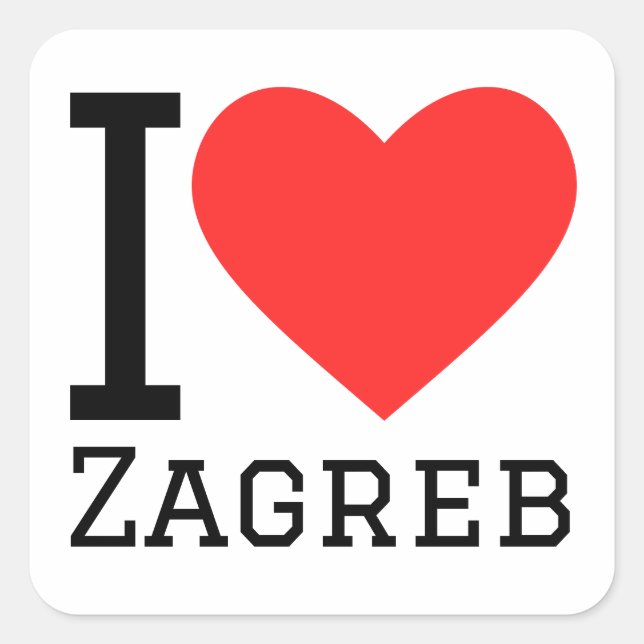 Sticker Carré J'aime Zagreb (Devant)