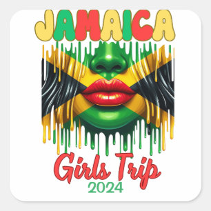 Sticker Carré Jamaica Girls Trip 2024 Tropical Beach Getaway