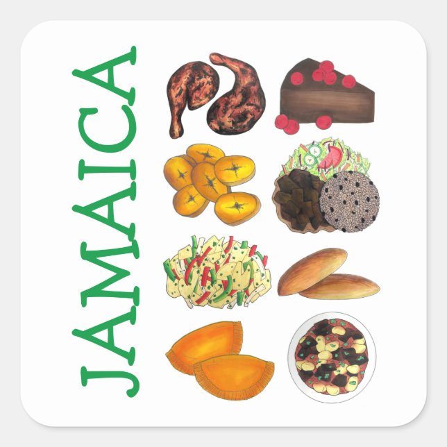 Sticker Carré Jamaïque Foods Caribbean Island Cuisine Cuisine (Devant)