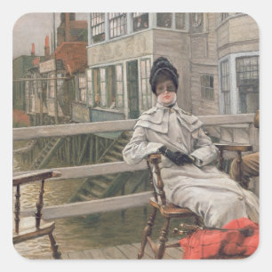 Sticker Carré James Tissot En attente du Ferry, vers 1878
