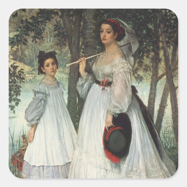 Sticker Carré James Tissot | Les Deux Soeurs : Portrait, 1863 (Devant)