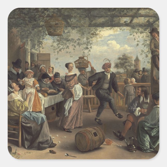 Sticker Carré jan steen le couple dansant (Devant)