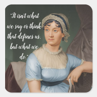 Sticker Carré Jane Austen portrait and quote
