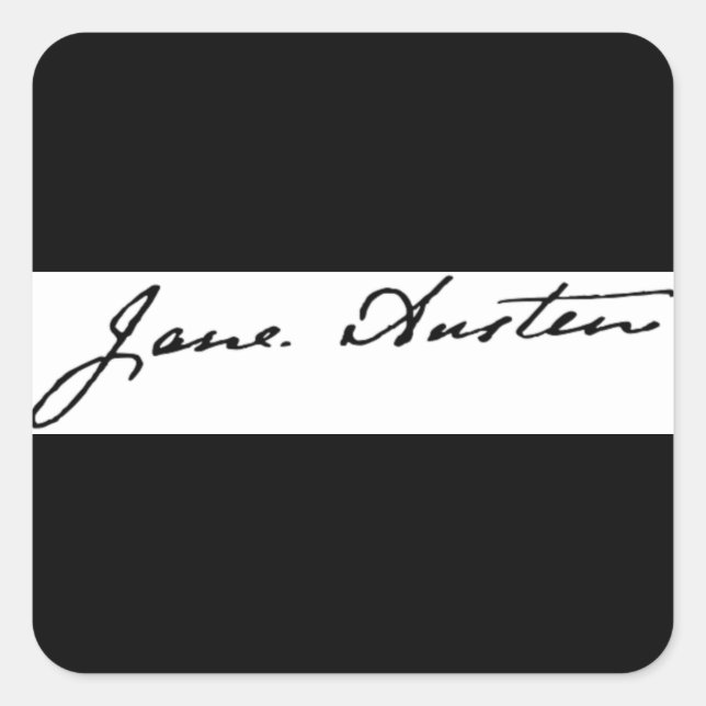 Sticker Carré Jane Austen Signature (Devant)