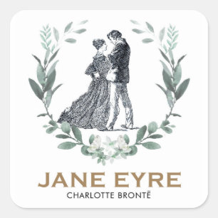 Sticker Carré Jane Eyre et Edward Rochester avec Wreath
