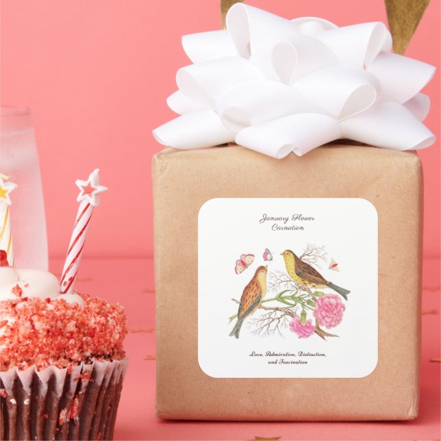 Sticker Carré Janvier Mois de naissance Fleur Anniversaire Cadea (Fête)