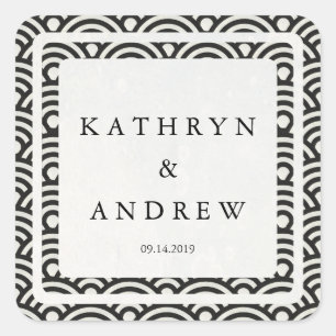 Sticker Carré Japonais Seigaiha Vague des noms personnalisés + M