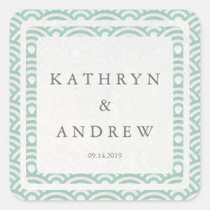 Sticker Carré Japonais Seigaiha Vague des noms personnalisés + M