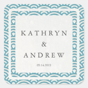 Sticker Carré Japonais Seigaiha Vague des noms personnalisés + M