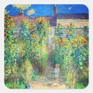 Sticker Carré Jardin aux fleurs de Monet