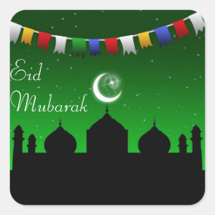 Sticker Carré Jardin coloré de l'Aïd Moubarak