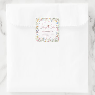 Sticker Carré Jardin de fées aux fleurs sauvages 2e fête d'anniv