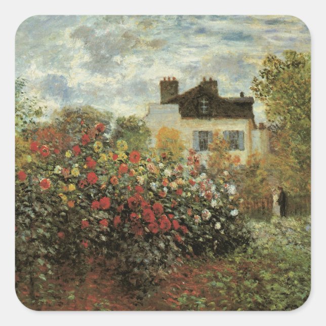 Sticker Carré Jardin de Monet à Argenteuil par Claude Monet (Devant)