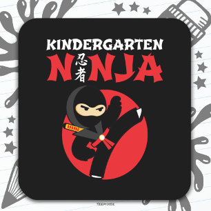 Sticker Carré Jardin D'Enfants Ninja Tirer Un Coup D'Oeil Premie