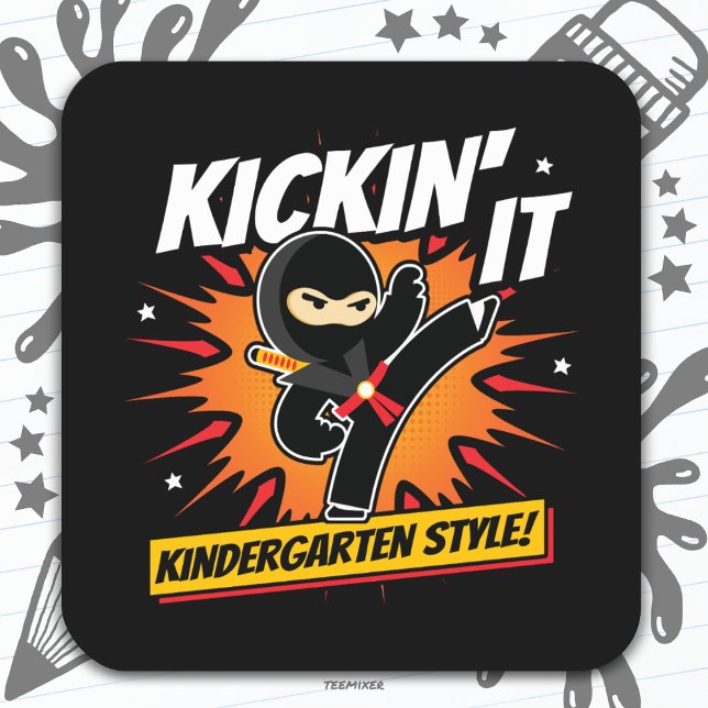 Sticker Carré Jardin D'Enfants Ninja Tirer Un Coup D'Oeil Premie (Créateur téléchargé)