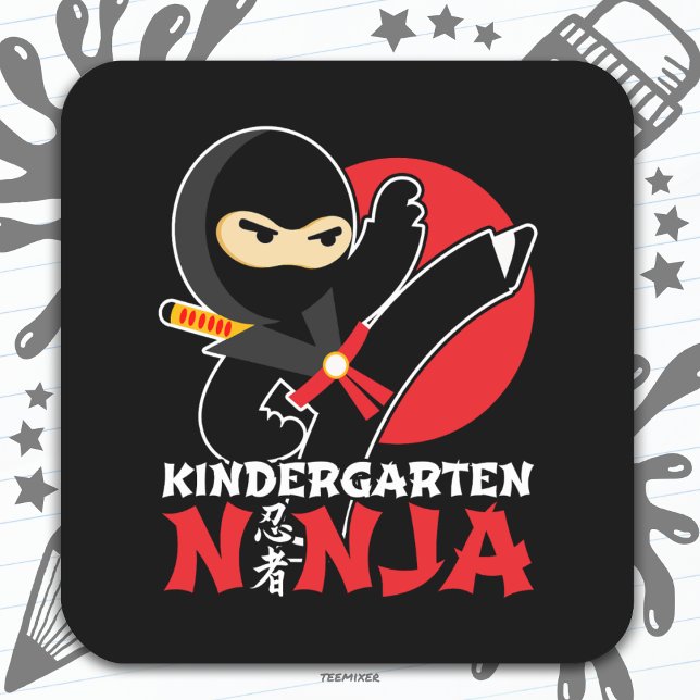 Sticker Carré Jardin D'Enfants Ninja Tirer Un Coup D'Oeil Premie (Créateur téléchargé)