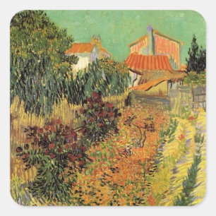Sticker Carré Jardin derrière une maison par Vincent van Gogh