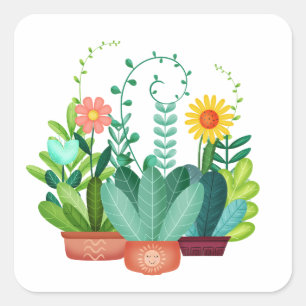 Sticker Carré Jardin Peu Réjouissant