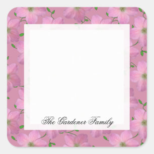 Sticker Carré Jardin romantique Fleur de géranium rose sur n'imp