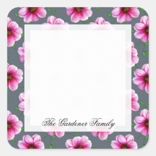 Sticker Carré Jardin romantique Rose Dahlia Fleur sur n'importe 