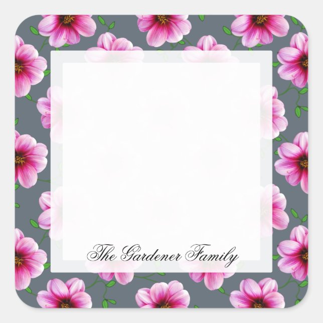 Sticker Carré Jardin romantique Rose Dahlia Fleur sur n'importe  (Devant)