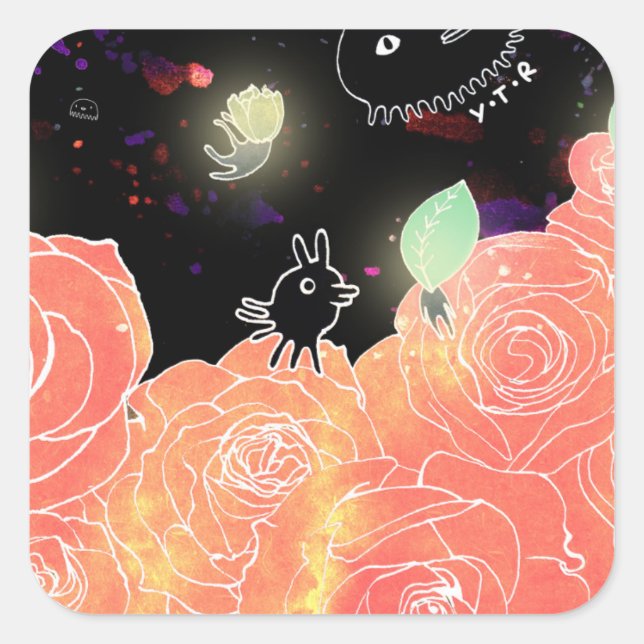 Sticker Carré Jardin rose 2014 (Devant)