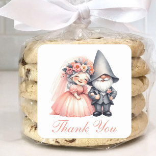 Sticker Carré Jardin Whimsical Gnome Merci Mariage rustique
