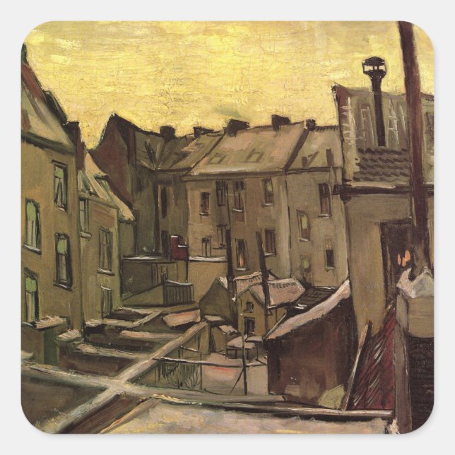 Sticker Carré Jardins de vieilles maisons par Vincent van Gogh (Devant)