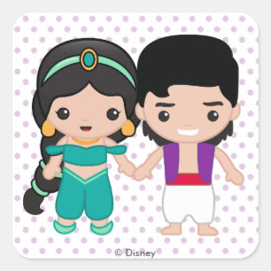Sticker Carré Jasmine et Aladdin Emoji