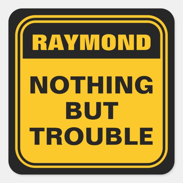 Sticker Carré Jaune amusant rien mais trouble prudence signe squ (Devant)