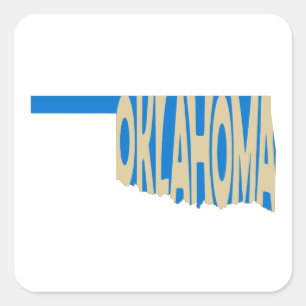 Sticker Carré Jaune d'art de mot de nom d'état de l'Oklahoma