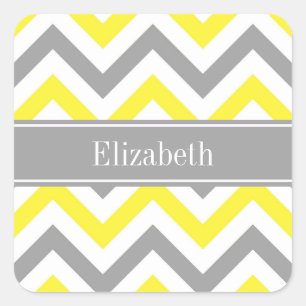 Sticker Carré Jaune Gris Foncé Blanc Grand Chevron Gris Monogram
