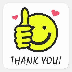 Sticker Carré Jaune Jaune Joyeux Sourire Merci