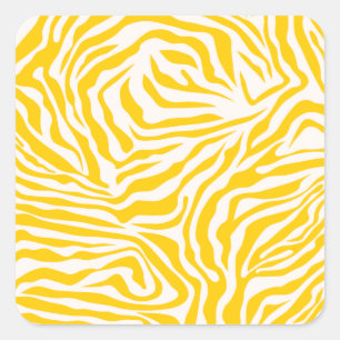 Sticker Carré Jaune zèbre rayures Preppy Wild Poster de animal