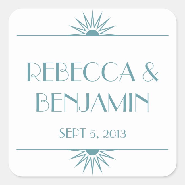 Sticker Carré Jazz age bleu géométrique mariage art déco (Devant)