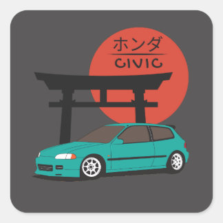 Sticker Carré JDM Hatch Legend Torii Sunset Street Culture
