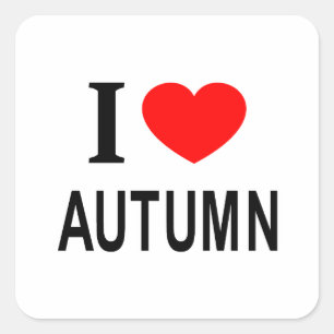 Sticker Carré Je ❤️ AUTOMNE J'AIME L'AUTOMNE JE SUIS FAN DE L'AU