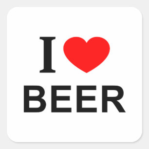 STICKER CARRÉ JE ❤️ BIÈRE J'AIME BIÈRE JE COEUR BIÈRE