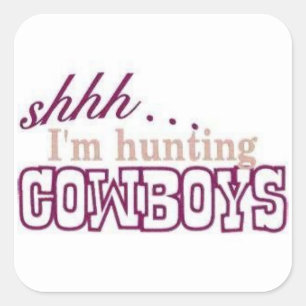 Sticker Carré Je chasse l'autocollant de cowboys