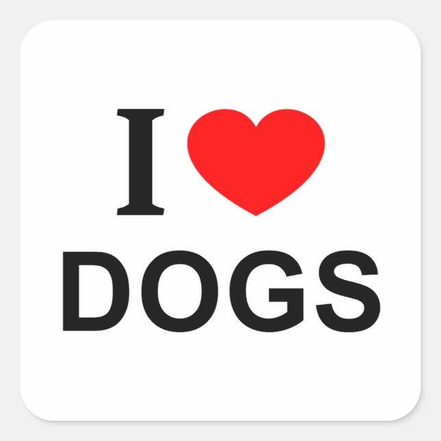 STICKER CARRÉ JE ❤️ CHIENS J'AIME CHIENS J'AIME CHIENS CARRÉ CHI (Devant)
