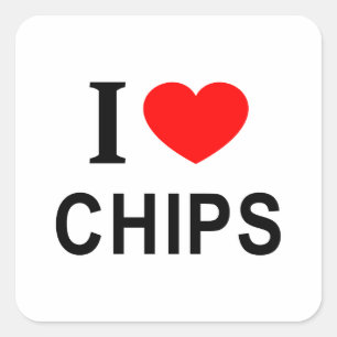 Sticker Carré Je ❤️ CHIPS J'AIME CHIPS J'AIME CHIPS