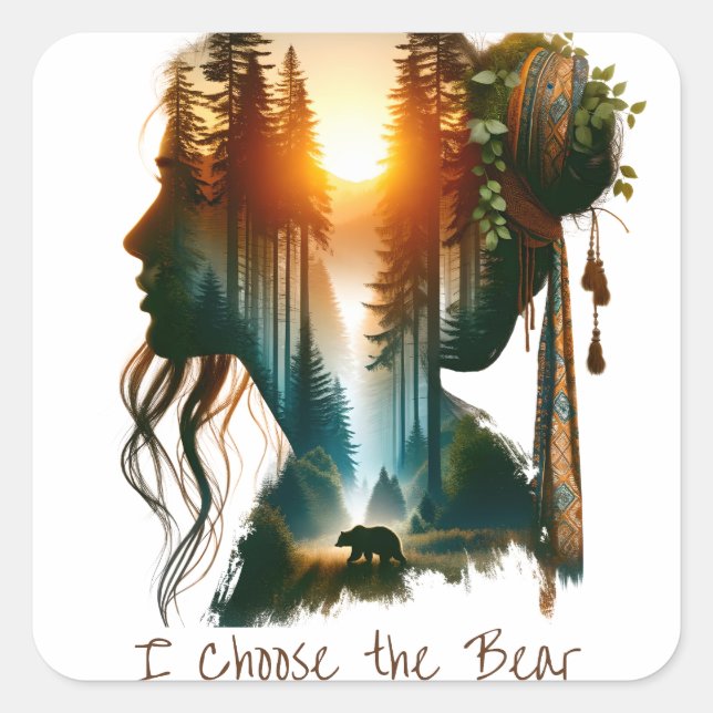 Sticker Carré Je choisis l'ours (Devant)
