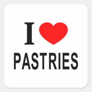 STICKER CARRÉ JE ❤️ DES PÂTISSERIES J'AIME LES PÂTISSERIES DU CO