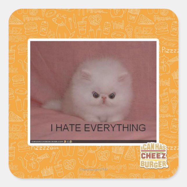 Sticker Carré Je déteste tout (Devant)