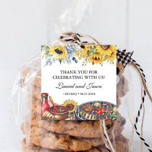 Sticker Carré Je fais un BBQ Fête de Fiançailles Rustique Tourne